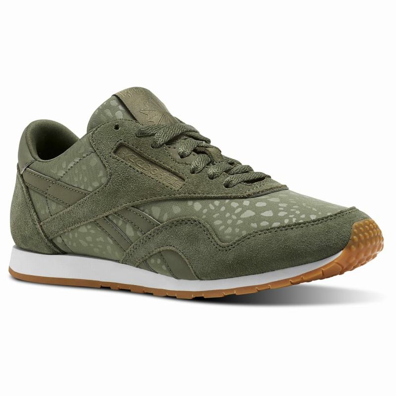 Reebok Classic Nylon Slim Text Lux Tenisky Damske - Zelene/Biele ME1090FS